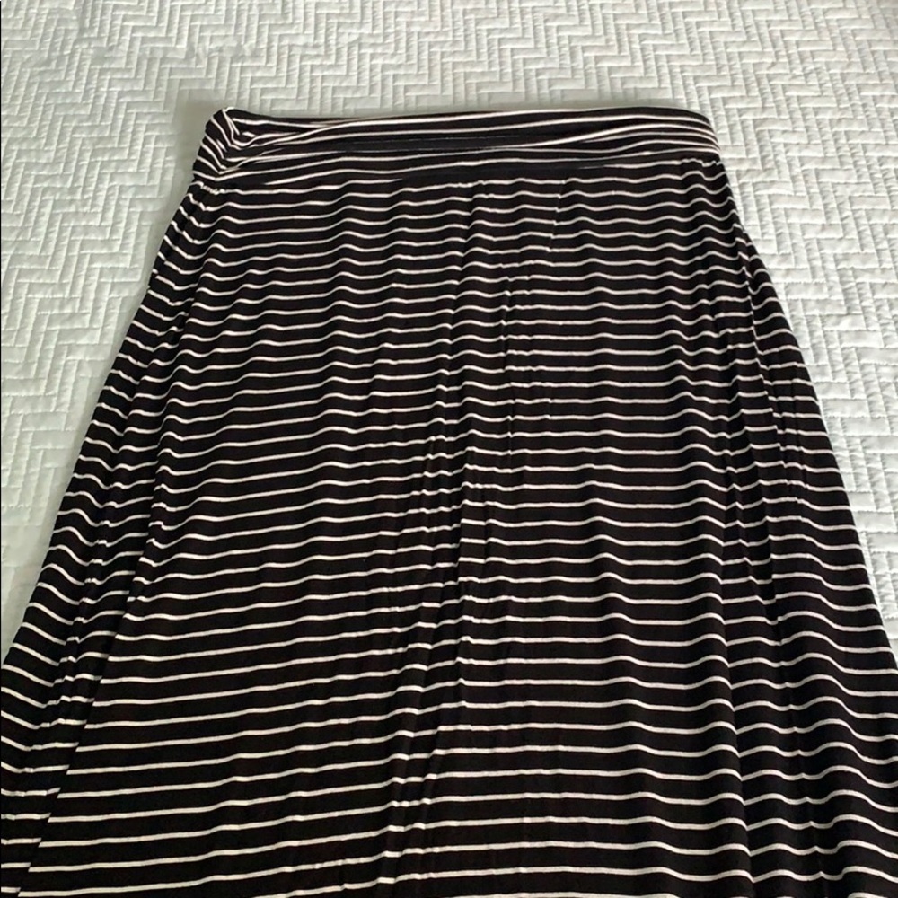 Black and White Striped Maxi Skirt